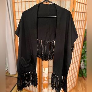 Vintage Black Fringe Shawl
